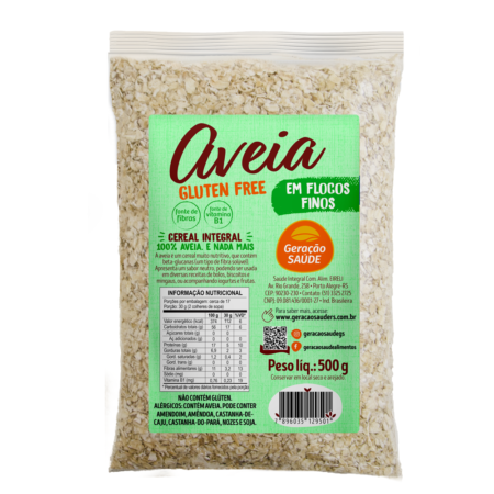 Aveia flocos finos SEM GLÚTEN 500 g